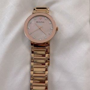 Bulova women watch - dressy, pink gold color and diamonds